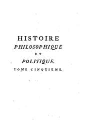 Tapa de Histoire philosophique et politique des établissemens & du commerce des Européens dans les deux Indes