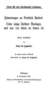 Tapa de Erinnerungen an Friedrich Rückert