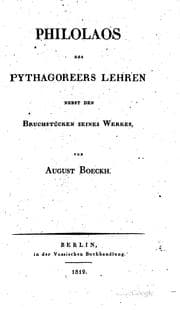 Tapa de Philolaos des Pythagoreers Lehren nebst den Bruchstücken seines Werkes