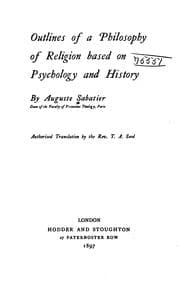 Tapa de Outlines of a philosophy of religion based on psychology and history