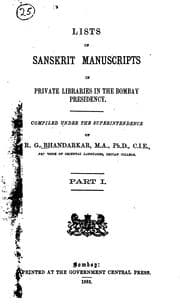Tapa de Lists of Sanskrit manuscripts in private libraries in the Bombay presidency