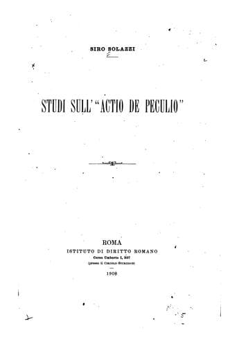 Tapa de Studi sull'"actio de peculio"