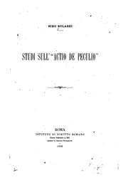 Tapa de Studi sull'"actio de peculio"
