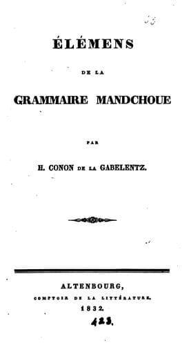 Tapa de Élémens de la grammaire mandchoue