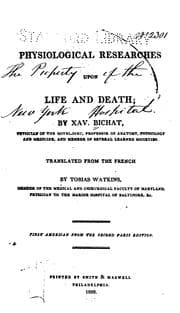 Tapa de Recherches physiologiques sur la vie et la mort