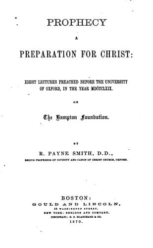 Tapa de Prophecy, a preparation for Christ