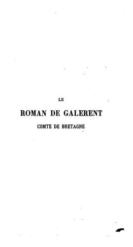Tapa de Le roman de Galerent, comte de Bretagne