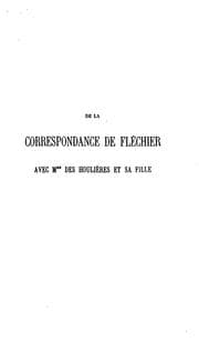 Tapa de De la correspondance de Fléchier avec mme Des Houlières et sa fille