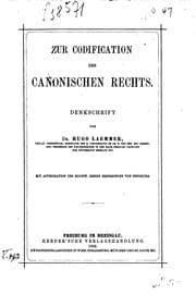 Tapa de Zur codification des cononischen rechts