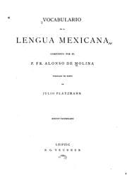 Tapa de Vocabulario en lengua castellana y mexicana