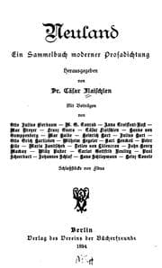 Tapa de Neuland, ein sammelbuch moderner prosadichtung