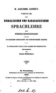 Tapa de M. Alexander Castrén's Versuch einer koibalischen und karagassischen sprachlehre