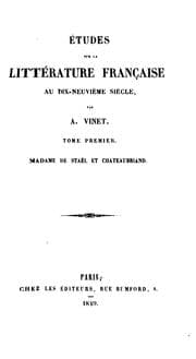 Tapa de Études sur la litterature française au dix-neuvième siècle