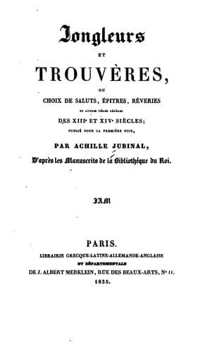 Tapa de Jongleurs et trouvères
