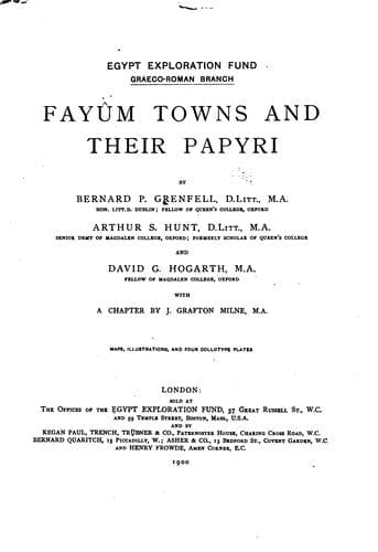 Tapa de Fayûm towns and their papyri