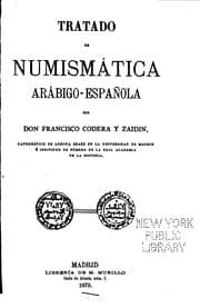 Tapa de Tratado de numismática arábigo-española
