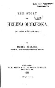 Tapa de The story of Helena Modjeska, (Madame Chlapowska)