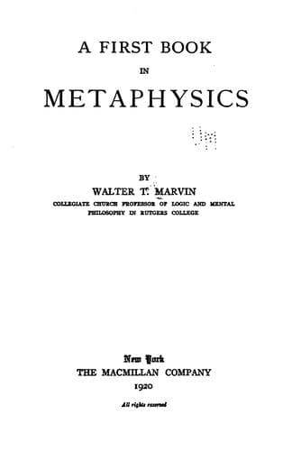 Tapa de A first book in metaphysics