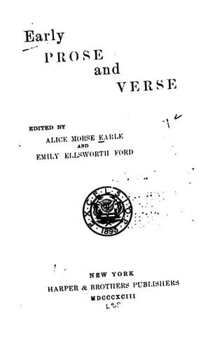 Tapa de Early prose and verse