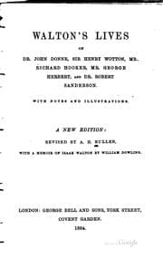 Tapa de Walton's lives of Dr. John Donne, Sir Henry Wotton, Mr. Richard Hooker, Mr. George Herbert and Dr. Robert Sanderson