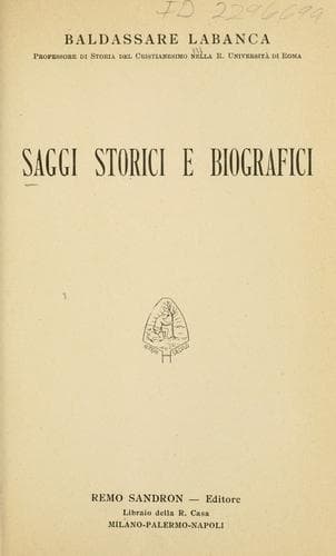 Tapa de Saggi storici e biografici ..