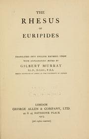 Tapa de The  Rhesus of Euripides