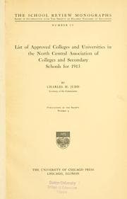 Tapa de List of approved colleges and universities in the North central association of colleges and secondary schools for 1913