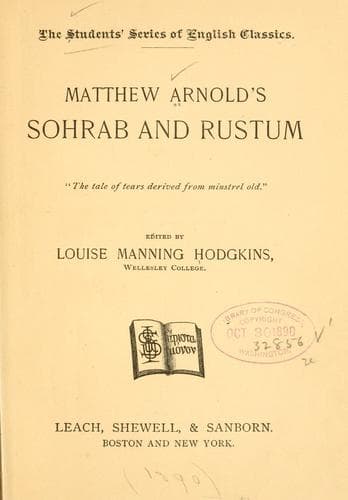 Tapa de Matthew Arnold's Sohrab and Rustum ...
