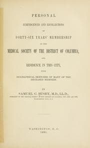 Tapa de Personal reminiscences and recollections of forty-six years' membership in the Medical society of the District of Columbia and residence in this city