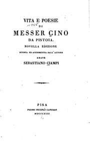Tapa de Vita e poesie di Messer Cino da Pistoia