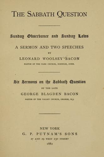 Tapa de The Sabbath question