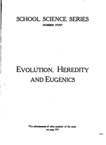 Tapa de Evolution, heredity and eugenics