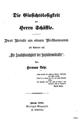 Tapa de Die Einsichtslosigkeit des Herrn Schäffle