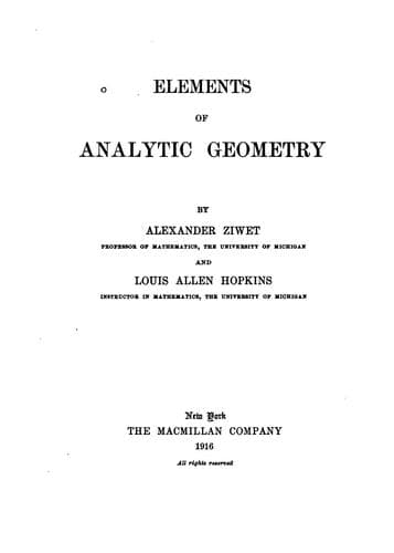 Tapa de Elements of analytic geometry