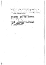 Tapa de Bibliography of Jewish life in the fiction of America and England
