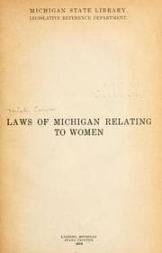 Tapa de Laws of Michigan relating to women