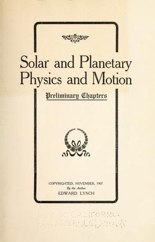Tapa de Solar and planetary physics and motion