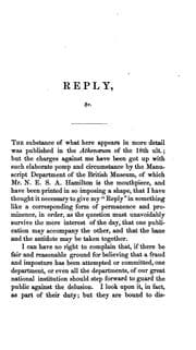 Tapa de Mr. J. Payne Colliers̓ reply to Mr. N.E.S.A. Hamiltons̓ "Inquiry" into the imputed Shakespeare forgeries