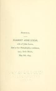 Tapa de Memorial sketch of the life and public works of Mrs. Harriet Annie Lucas