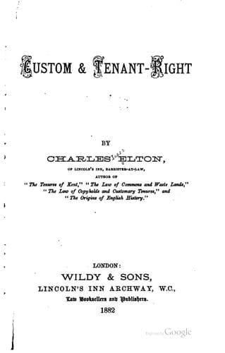 Tapa de Custom & tenant-right