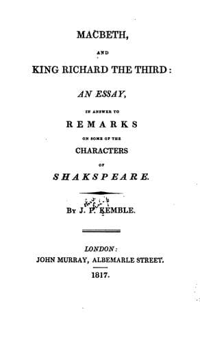 Tapa de Macbeth, and King Richard the Third