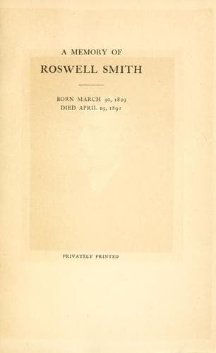 Tapa de A memory of Roswell Smith