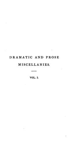 Tapa de Dramatic and prose miscellanies