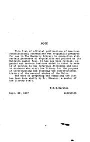 Tapa de A List of Official Publications of American State Constitutional Conventions ...