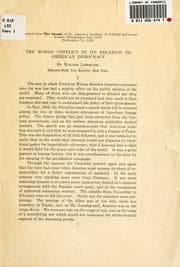 Tapa de The world conflict in its relation to American democracy