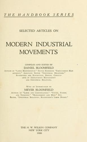 Tapa de Selected articles on modern industrial movements