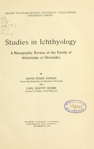 Tapa de Studies in ichthyology