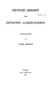 Tapa de Deutsche gedichte des zwölften jahrhunderts