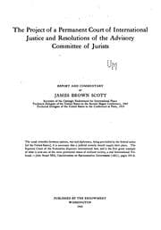 Tapa de The project of a permanent court of international justice and resolutions of the Advisory Committee of Jurists