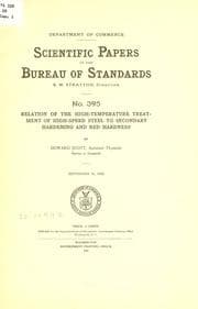 Tapa de Relation of the high-temperature treatment of high-speed steel to secondary hardening and red hardness